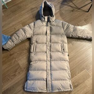 TNA Long SUPER Puff Coat in taupe SZ MED
